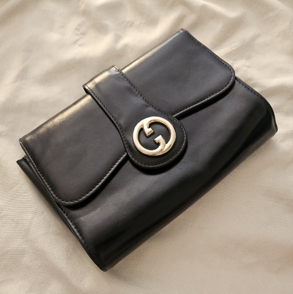 ✨️Nice Gucci Clutch Black with Light Gold GG Hardware - Picture 2 of 14